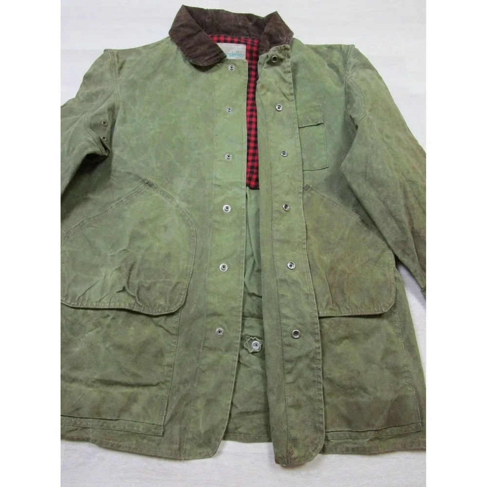 Vintage Bill Boatman & Co Greenbriar Waxed Canvas Tin Cloth Field Jacket (XL)